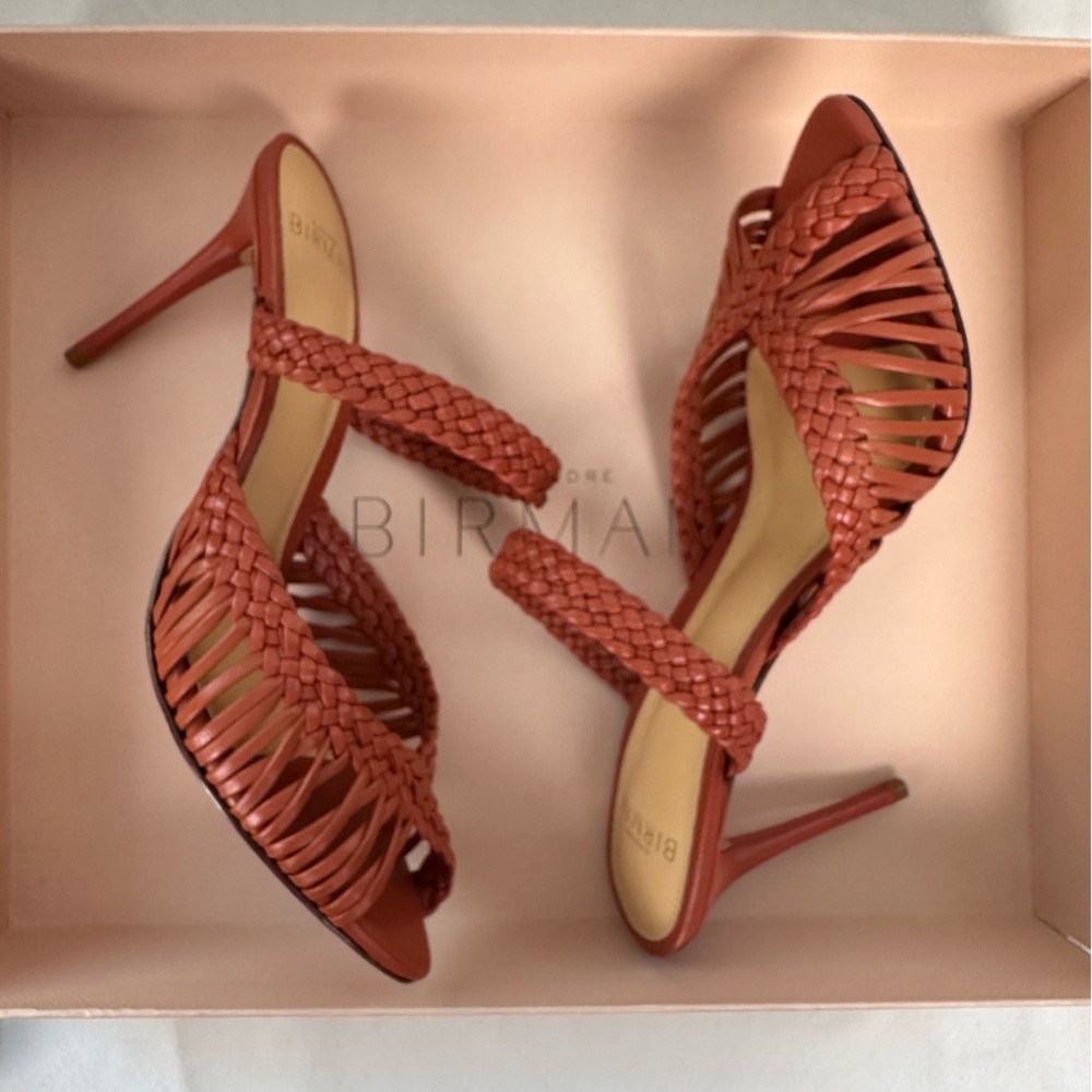 ALEXANDRE BIRMAN Birman Agatha Mule Nappa Kiss Guava Heels - Picture 6 of 14